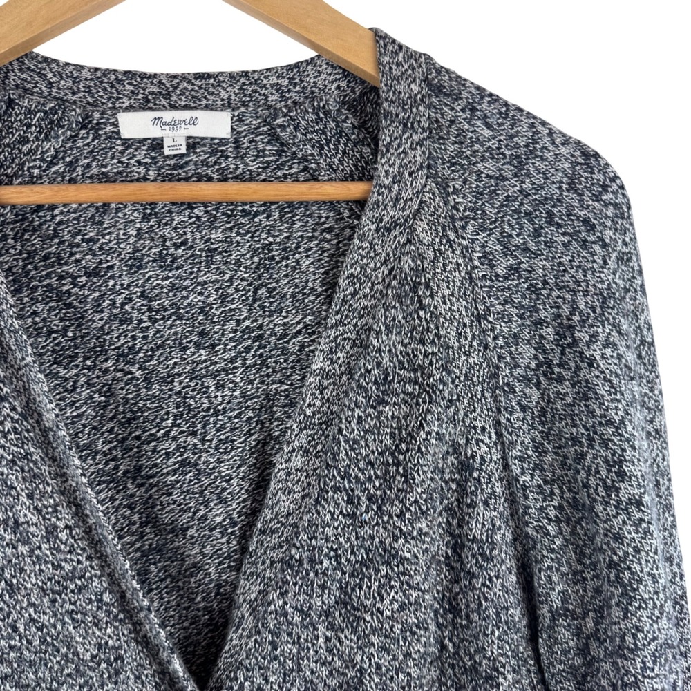 Madewell Cardigan‎ Sweater Womens Large Navy Blue Marled Knit Button Front A9370